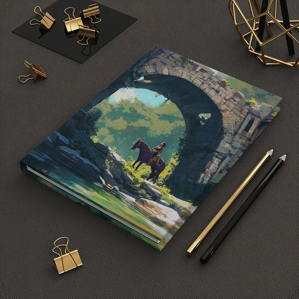Rider on Horse Under Ancient Stone Arch – Notebooks