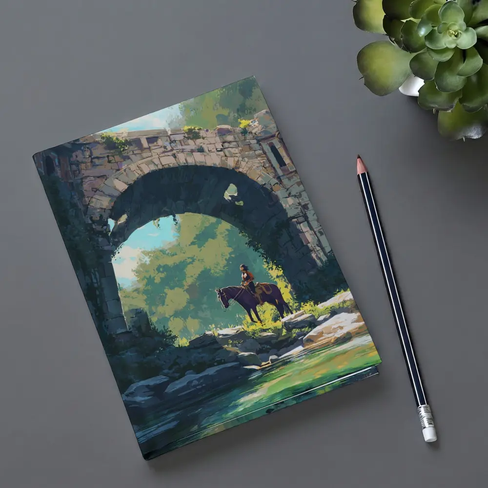 Rider on Horse Under Ancient Stone Arch – Notebooks