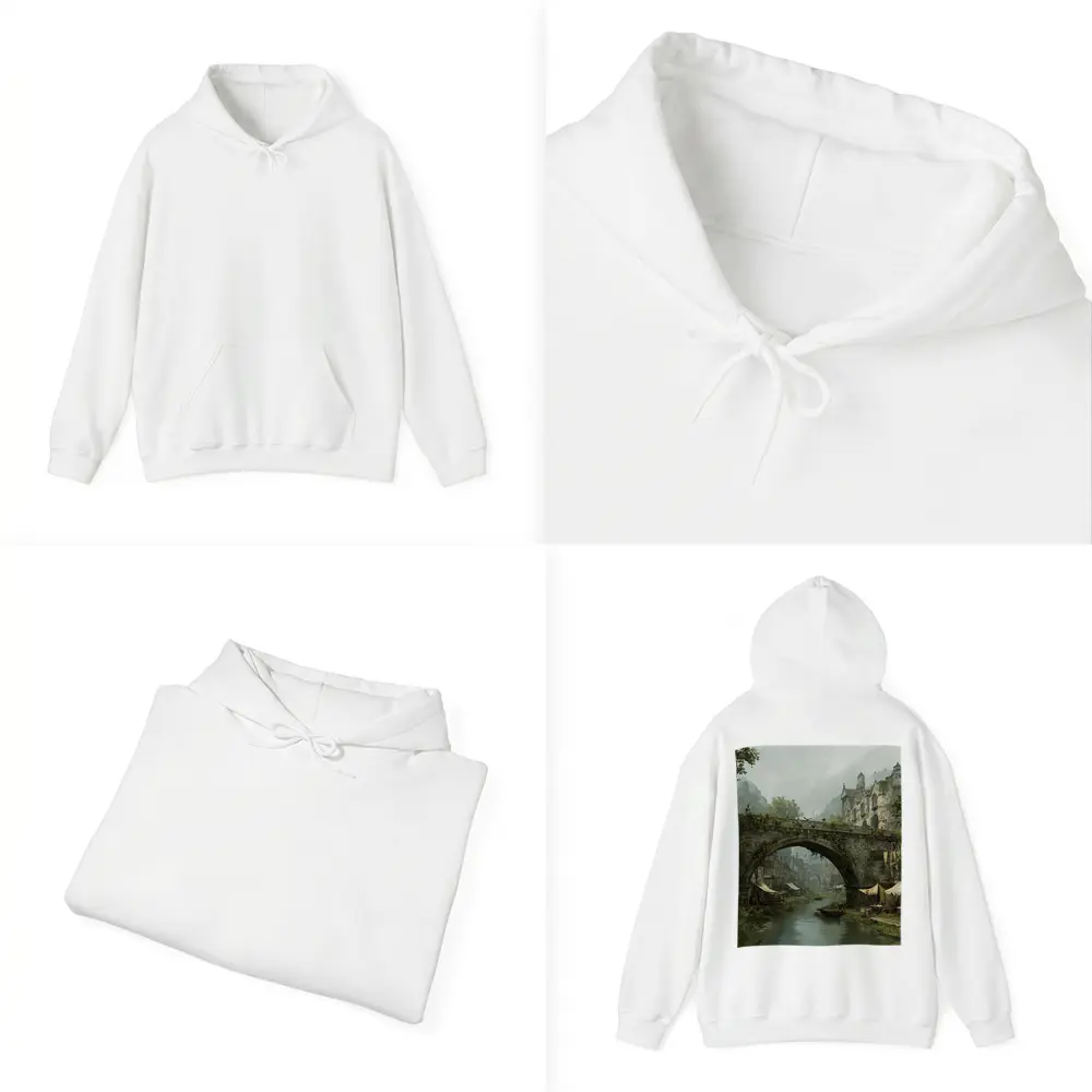 Medieval Fantasy Town Stone Bridge River – Hoodies