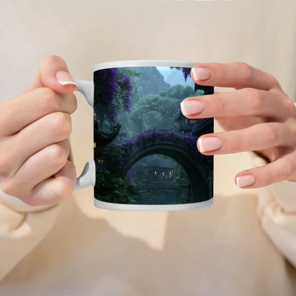 Ancient Stone Bridge Wisteria Chinese Village – Mugs
