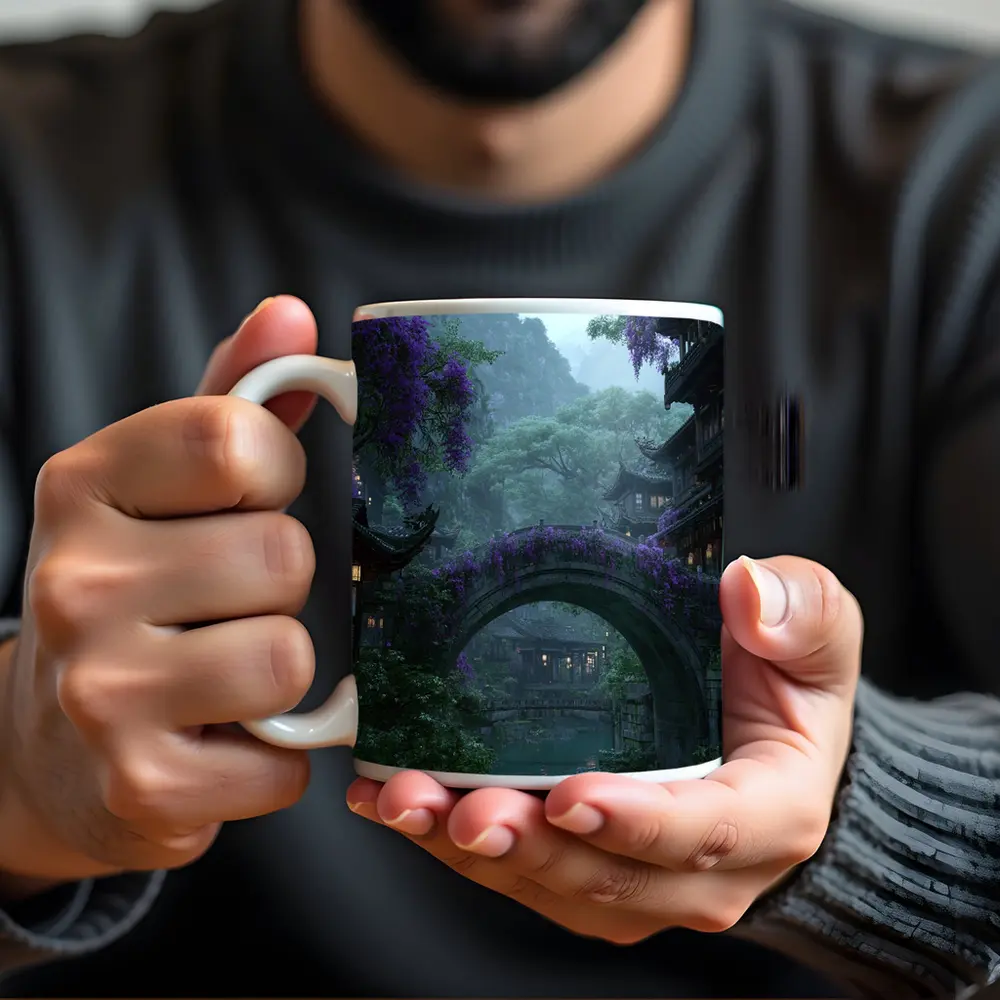 Ancient Stone Bridge Wisteria Chinese Village – Mugs