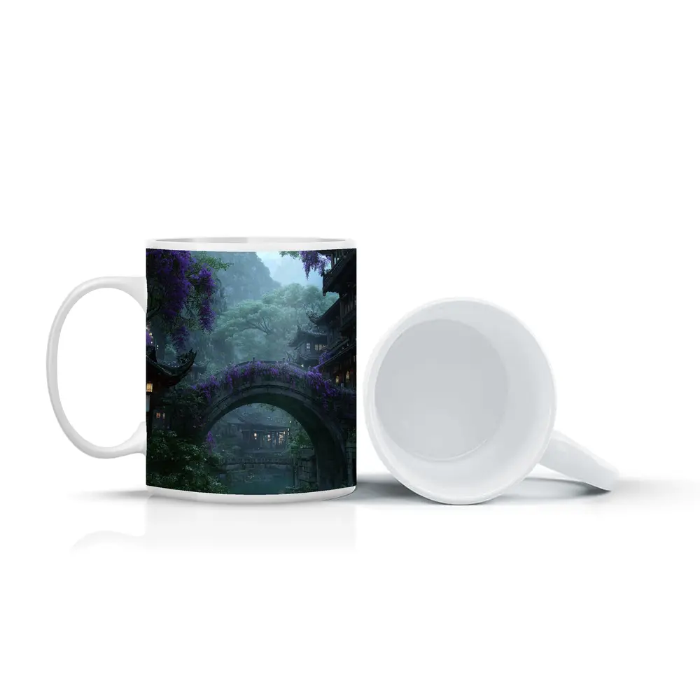 Ancient Stone Bridge Wisteria Chinese Village – Mugs