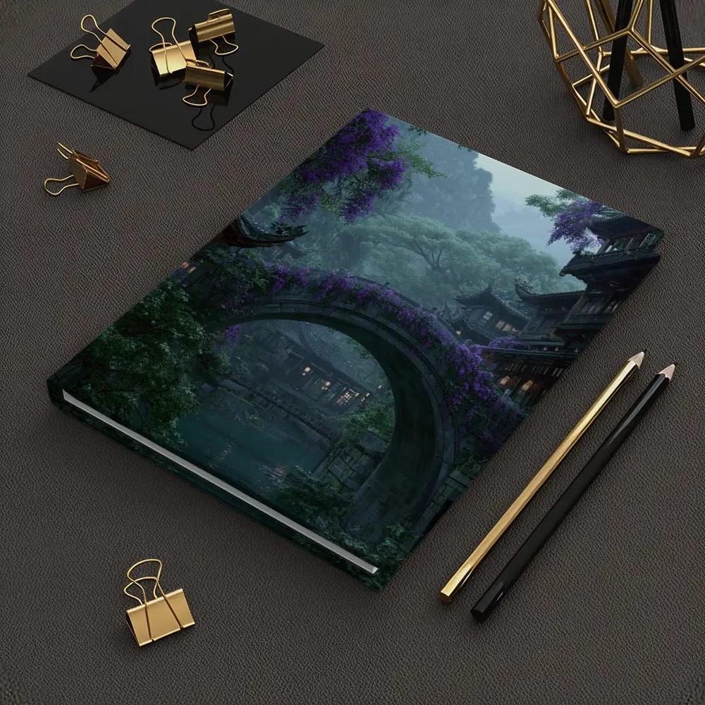 Ancient Stone Bridge Wisteria Chinese Village – Notebooks
