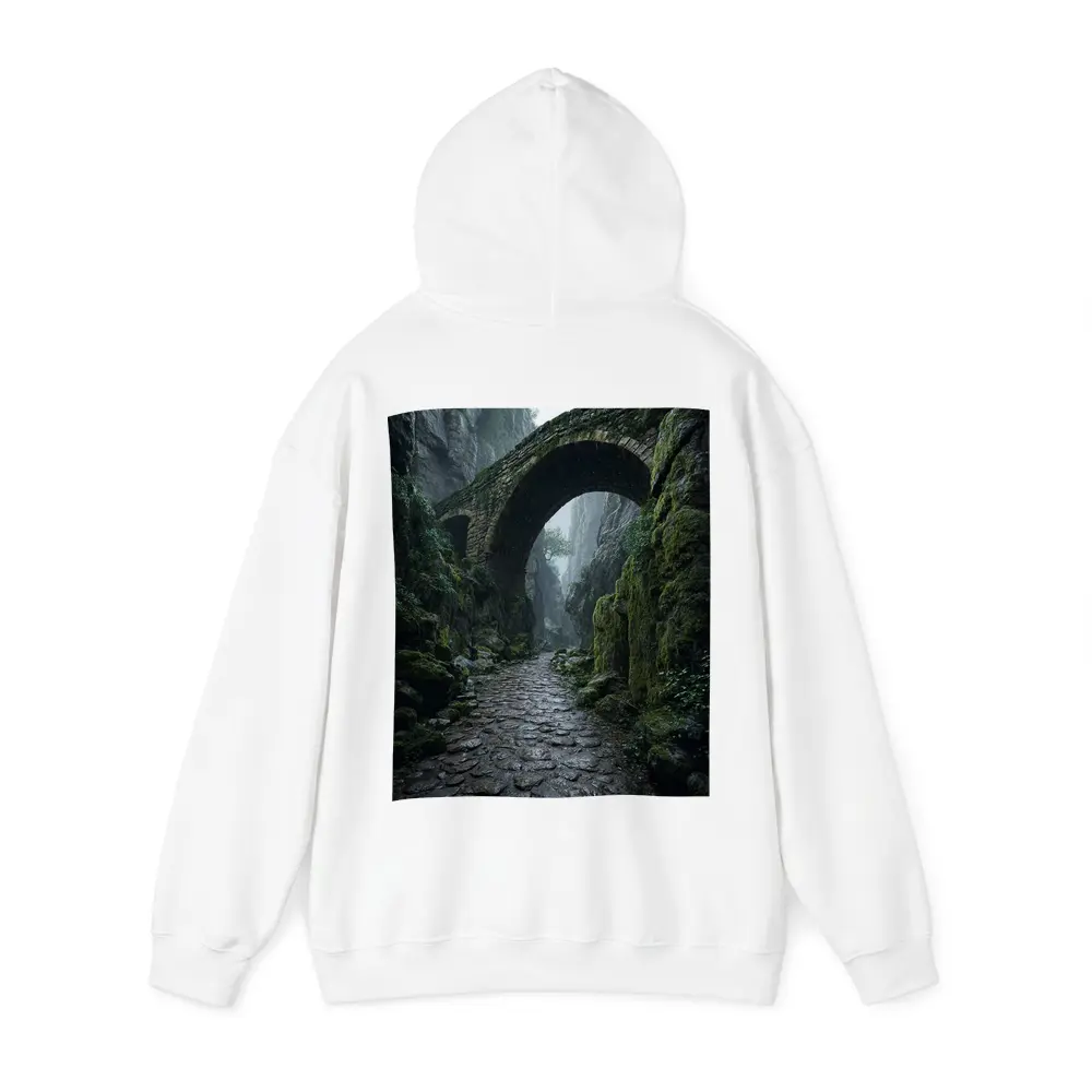 Ancient Stone Bridge Misty Canyon Path – Hoodies