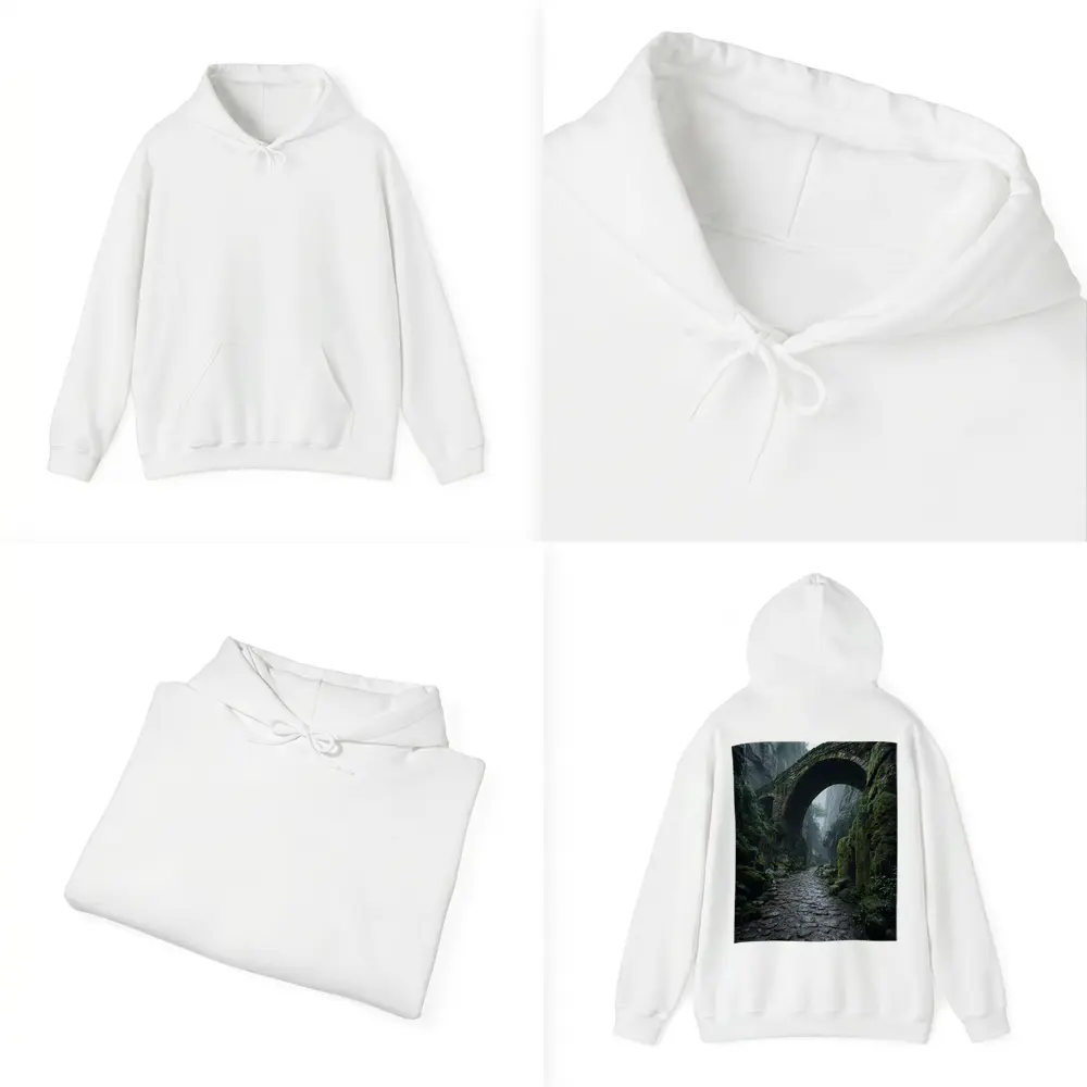Ancient Stone Bridge Misty Canyon Path – Hoodies