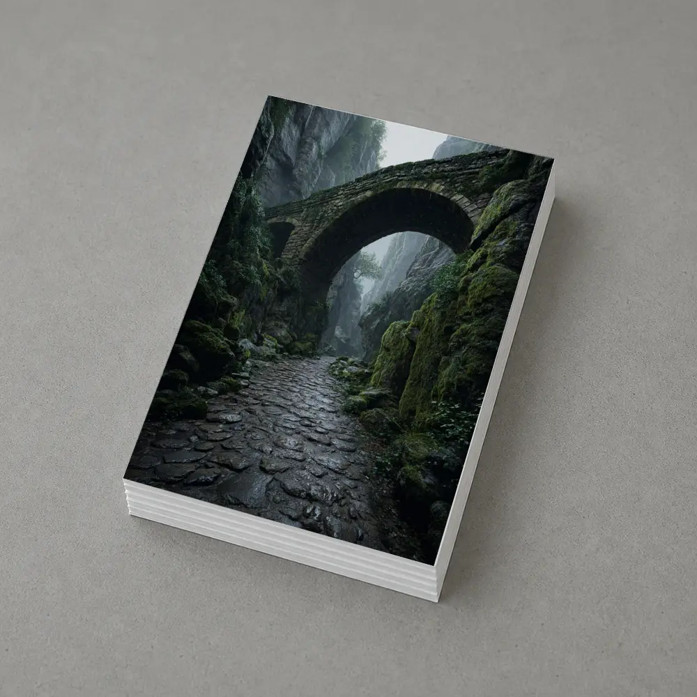 Ancient Stone Bridge Misty Canyon Path – Postcards