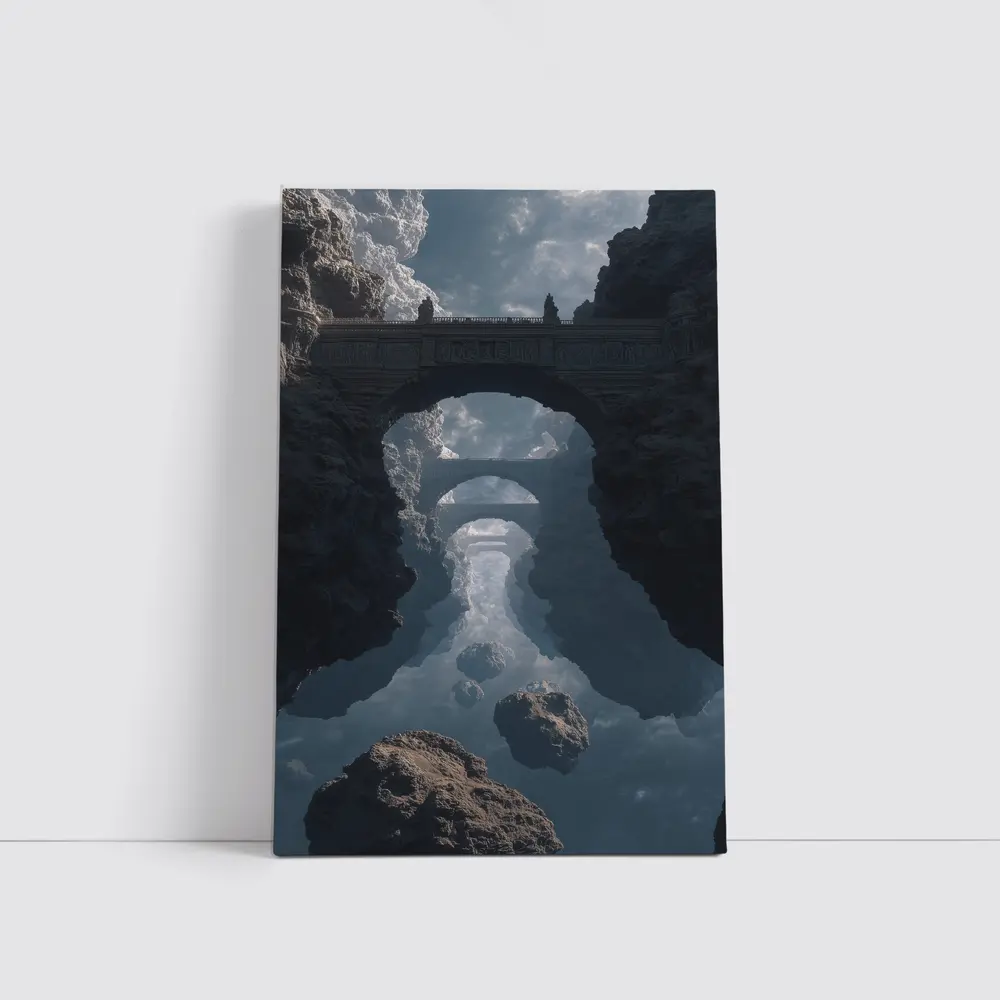 Surreal Stone Bridges Floating in Clouds – Wall Art