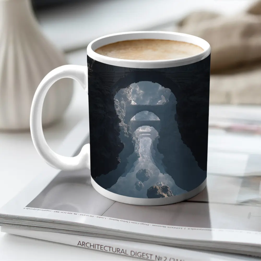 Surreal Stone Bridges Floating in Clouds – Mugs