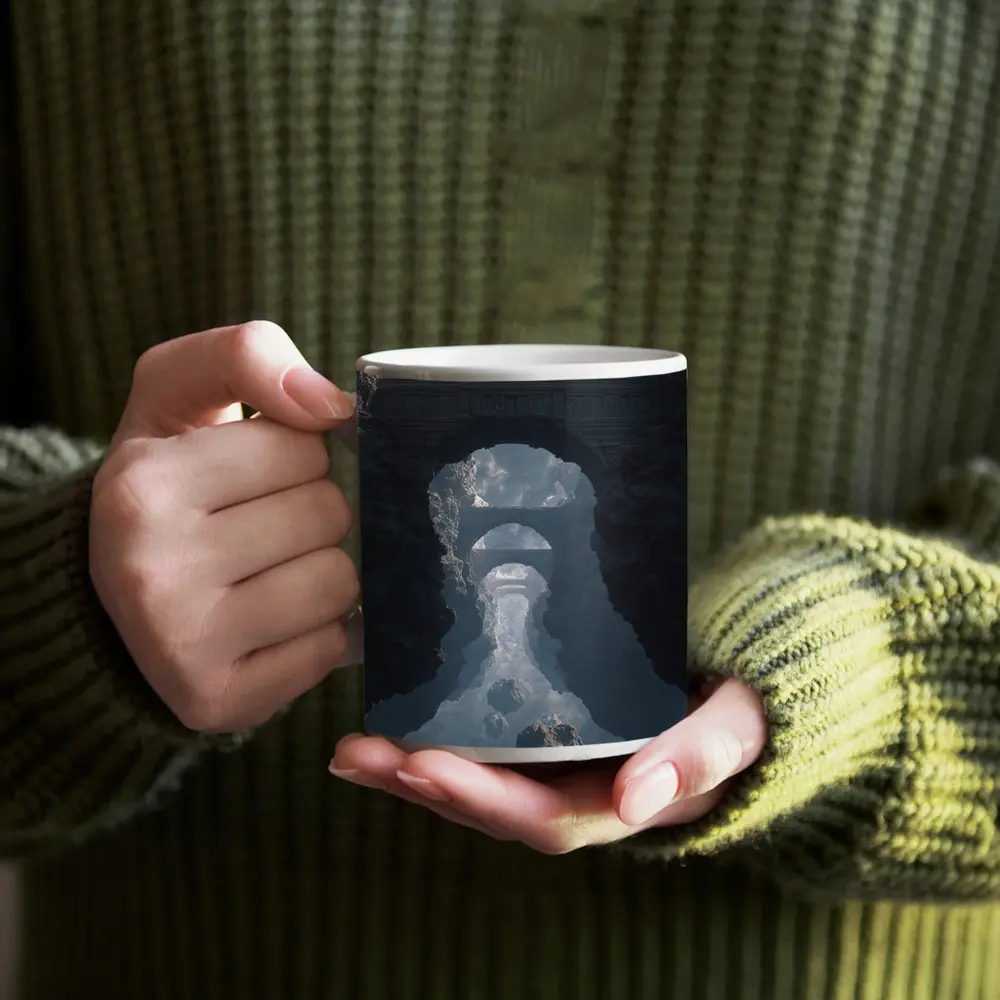 Surreal Stone Bridges Floating in Clouds – Mugs