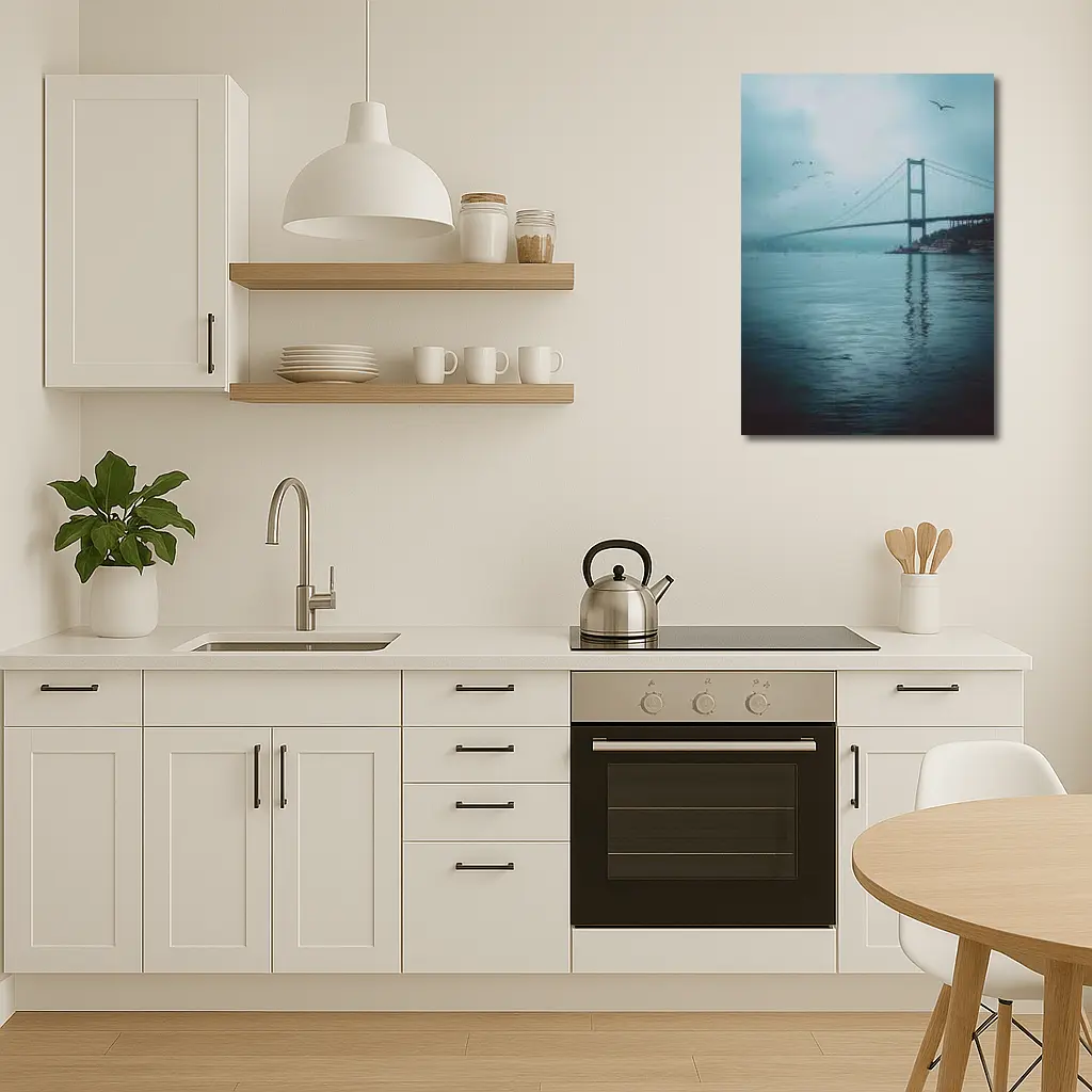 Bosphorus Bridge Istanbul Misty Blue Sky – Wall Art