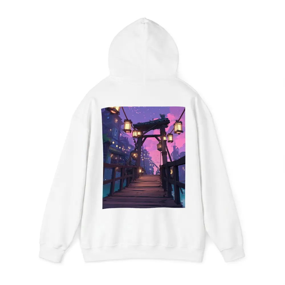 Anime Wooden Bridge Lanterns Purple Night – Hoodies
