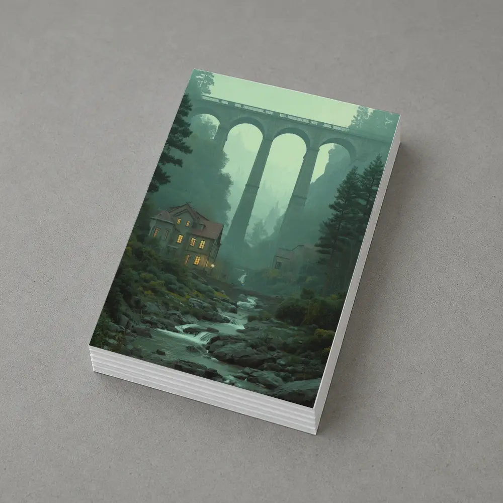 Stone Viaduct Bridge Forest River Misty Landscape – Postcards