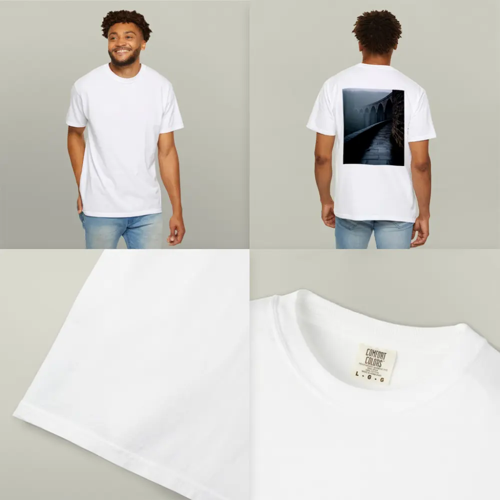 Stone Viaduct Bridge Foggy Misty Landscape – T-Shirts