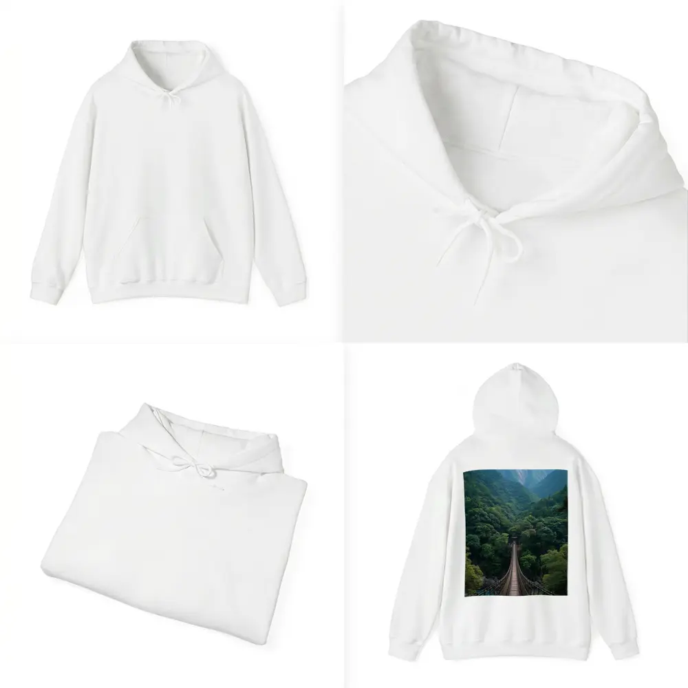 Wooden Suspension Bridge Green Mountain Forest – Hoodies