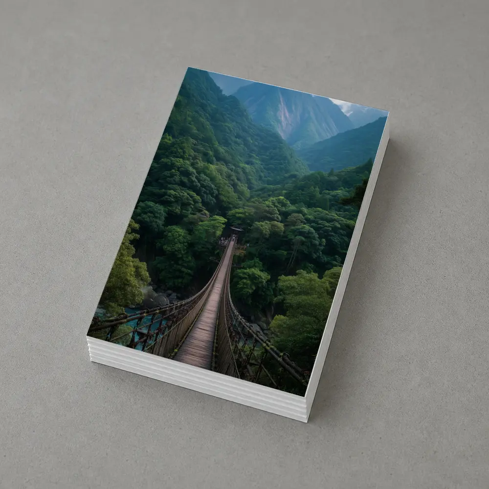 Wooden Suspension Bridge Green Mountain Forest – Postcards