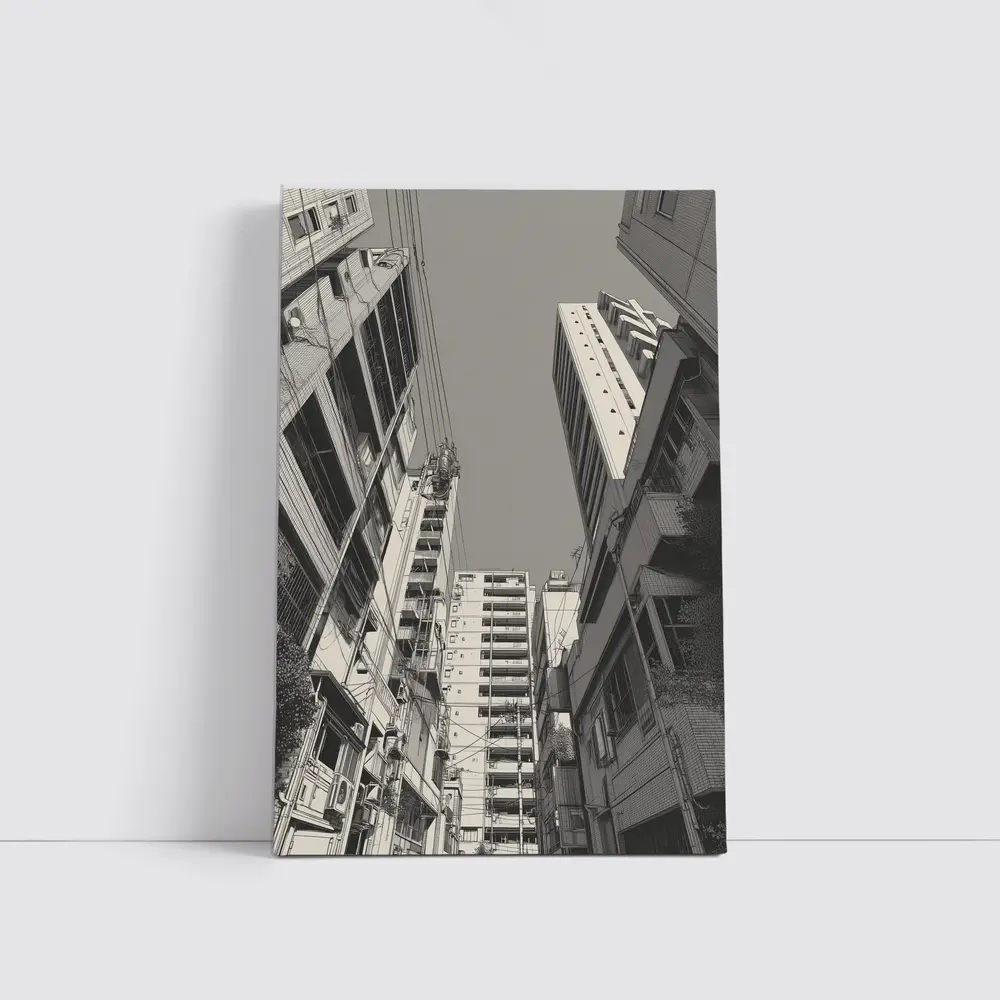 Tokyo Street Looking Up Manga Style – Wall Art