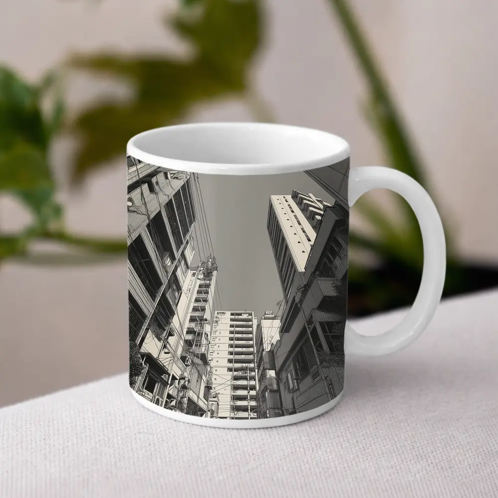 Tokyo Street Looking Up Manga Style – Mugs