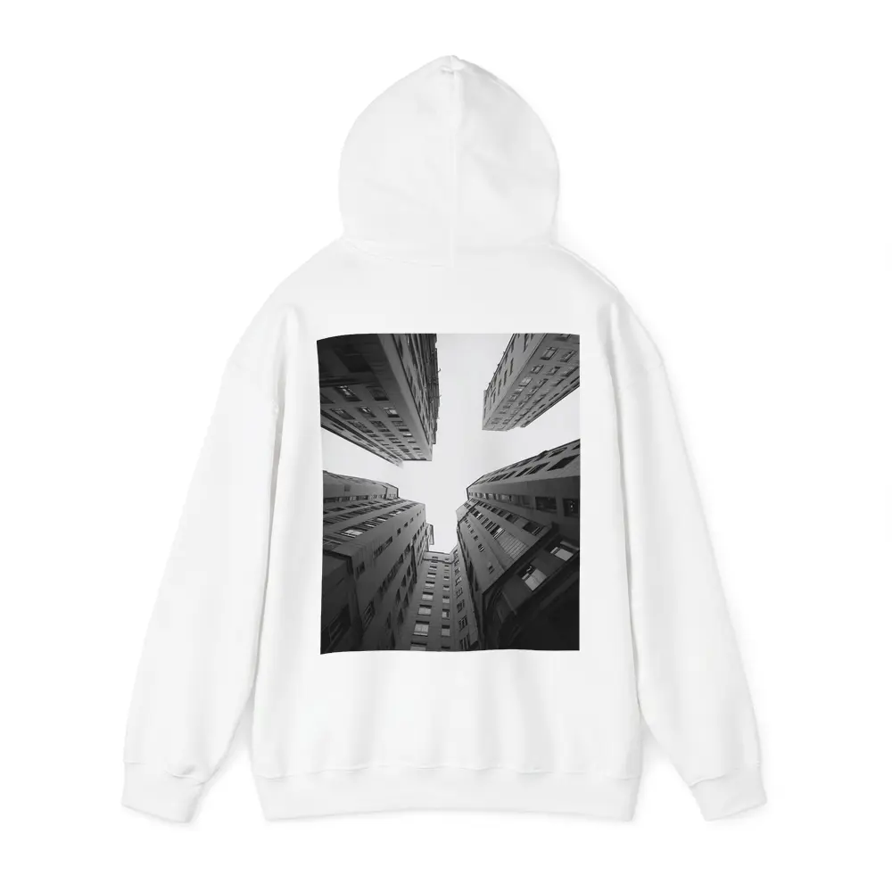 Looking Up Between Gray City Buildings – Hoodies