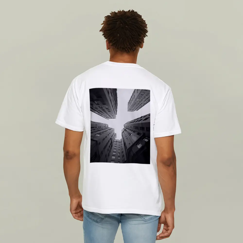 Looking Up Between Gray City Buildings – T-Shirts