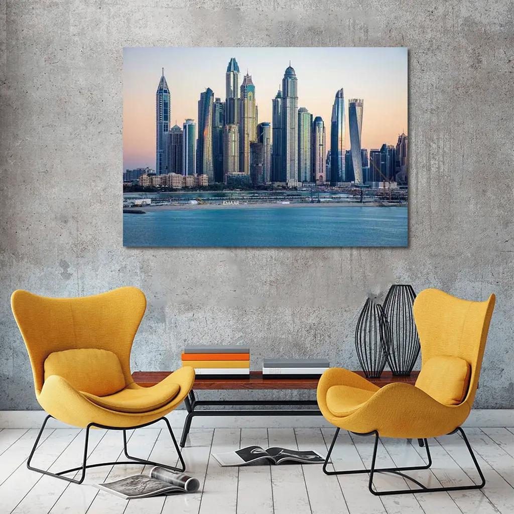 Dubai Marina Skyline at Sunset Dusk – Wall Art