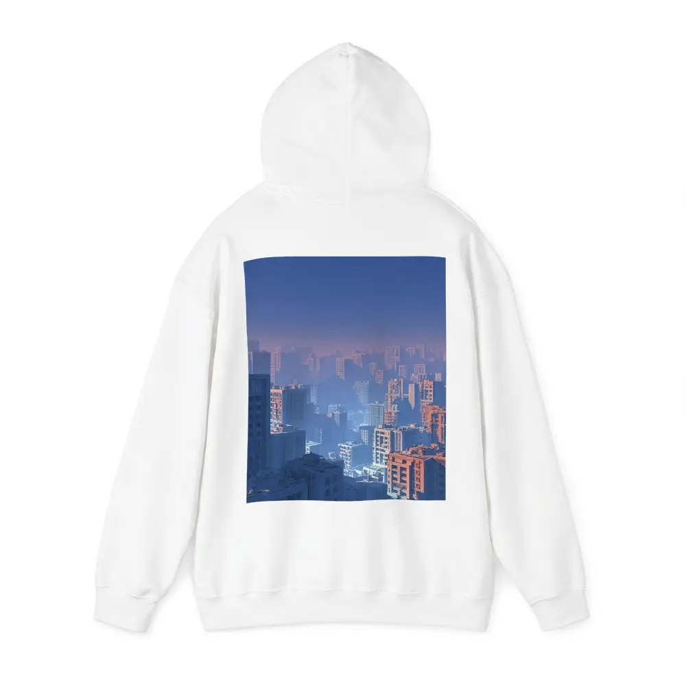 Foggy City Skyline Blue Dusk Aerial View – Hoodies