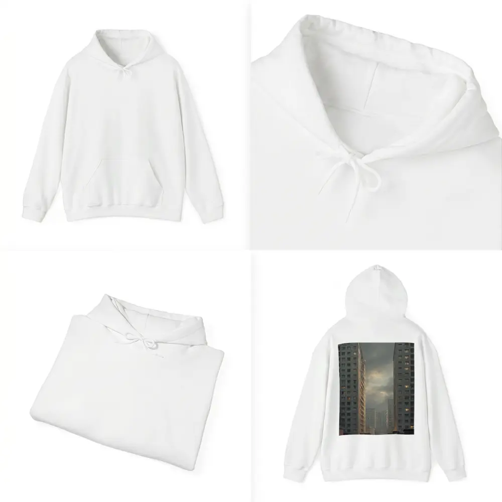 Soviet Brutalist Housing Blocks Overcast Sky – Hoodies