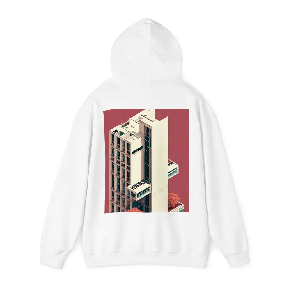 Brutalist Tower Building Pink Minimalist Art – Hoodies