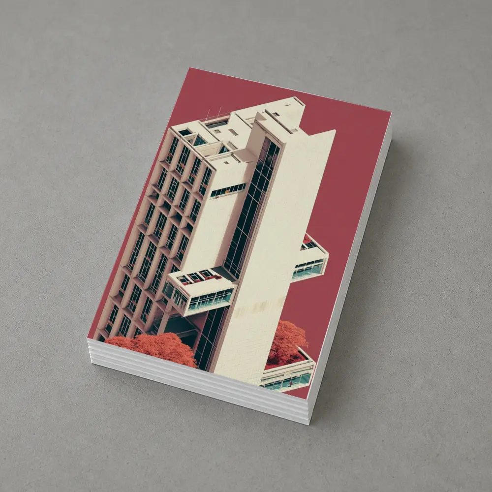 Brutalist Tower Building Pink Minimalist Art – Postcards