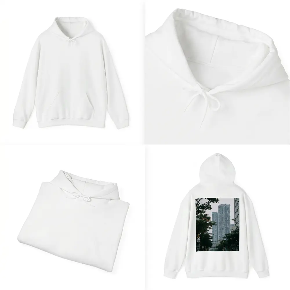 City Street High Rise Towers Overcast Sky – Hoodies