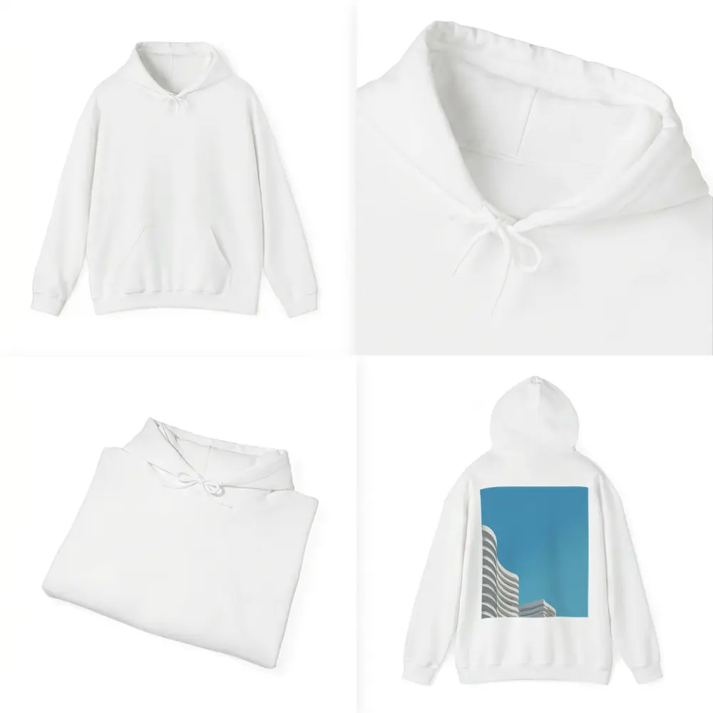 White Curved Buildings Against Blue Sky – Hoodies