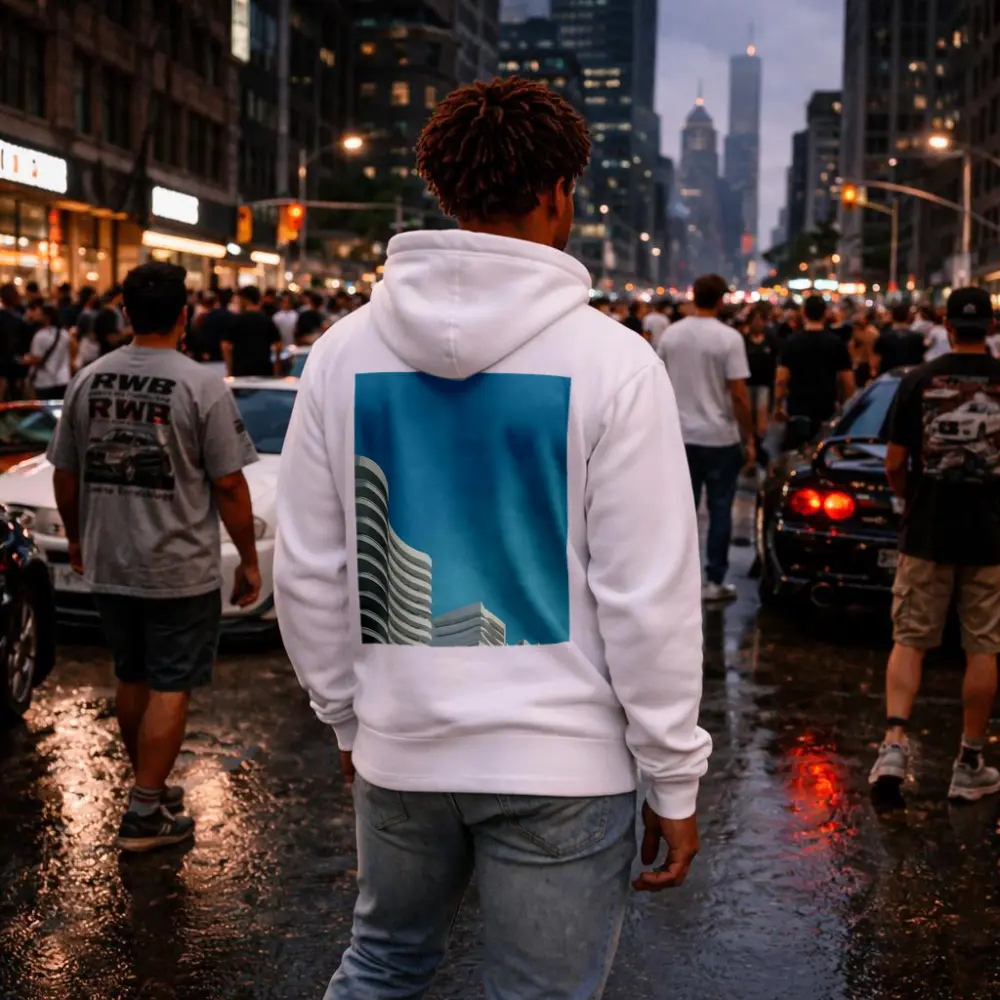 White Curved Buildings Against Blue Sky – Hoodies