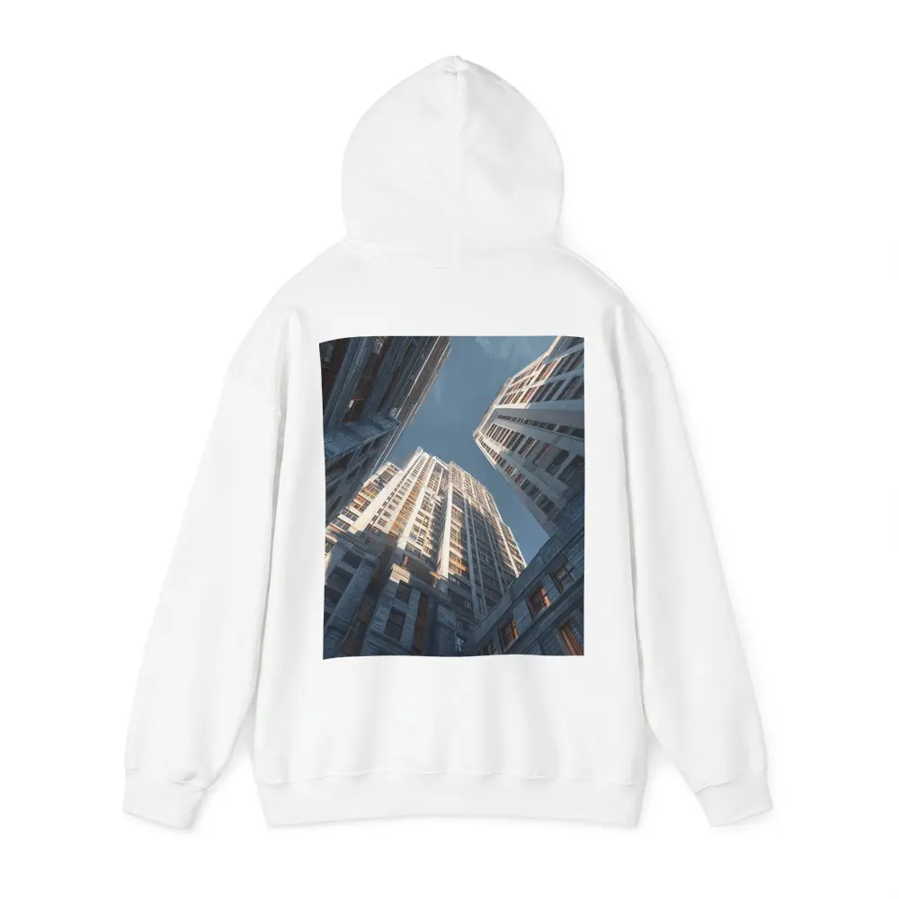 Looking Up Between Gray City Skyscrapers – Hoodies