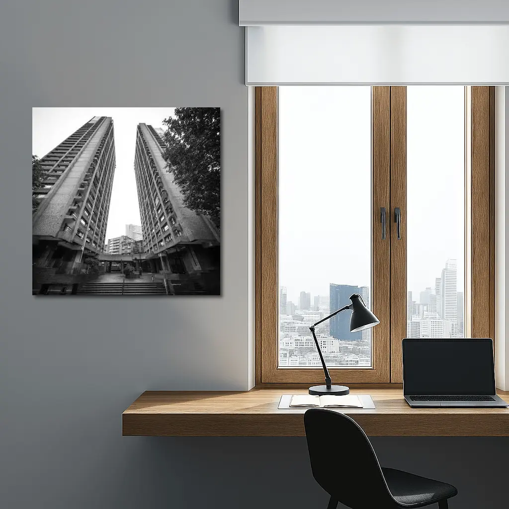 Brutalist Tower Blocks Black White Architecture – Wall Art