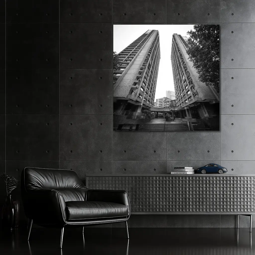 Brutalist Tower Blocks Black White Architecture – Wall Art