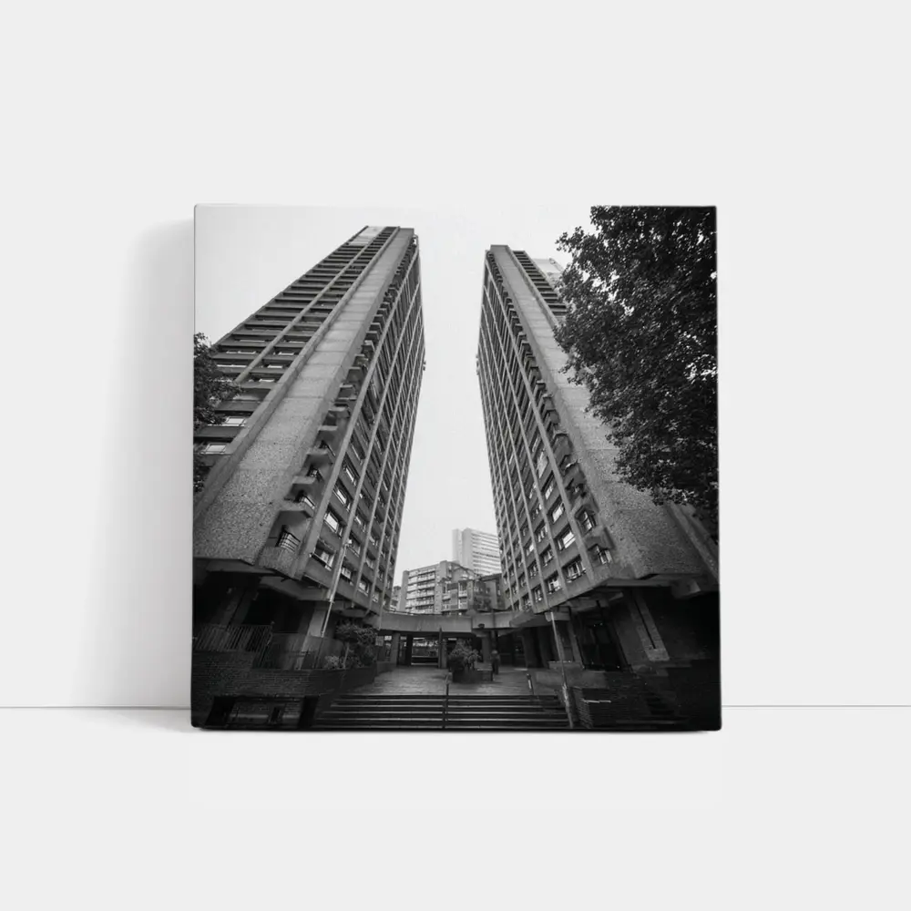 Brutalist Tower Blocks Black White Architecture – Wall Art