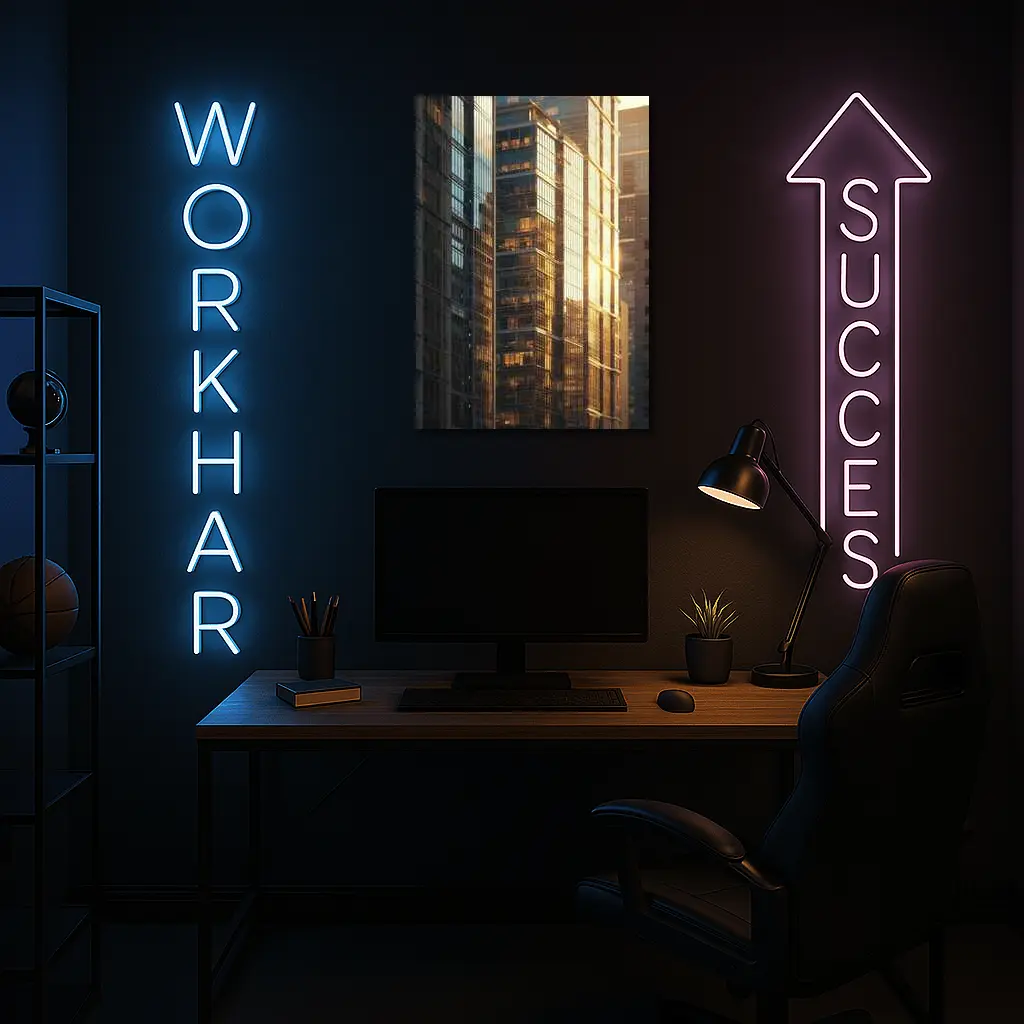 Glass Skyscrapers Reflecting Golden Sunset Light – Wall Art
