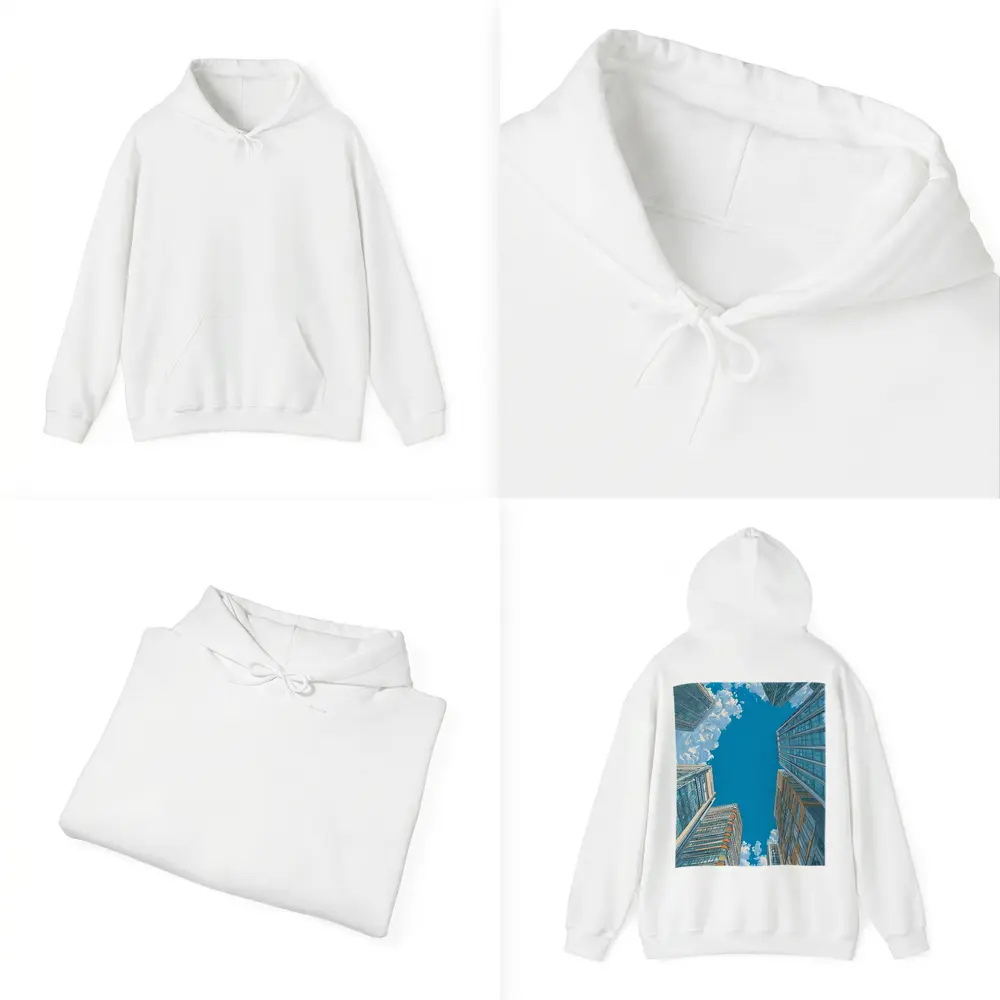 Looking Up City Skyscrapers Blue Sky – Hoodies