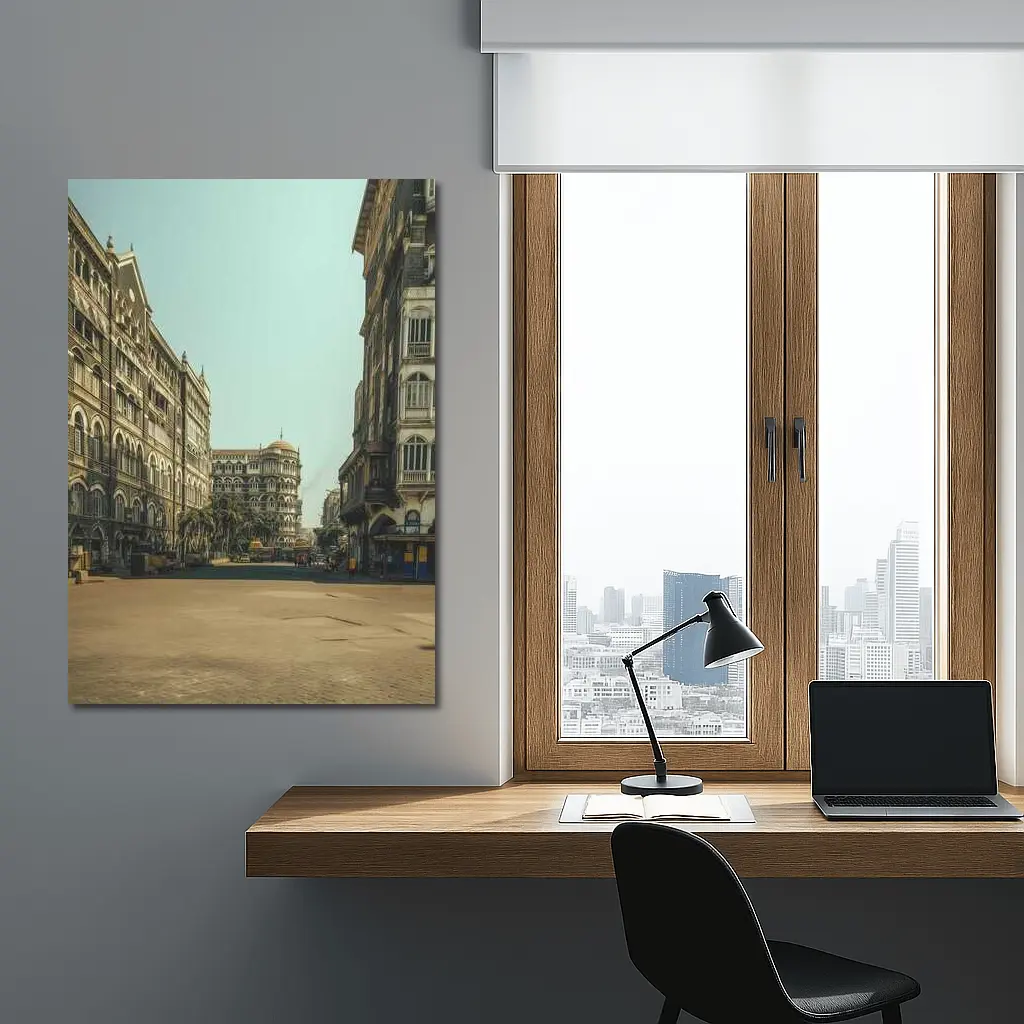 Mumbai Colonial Architecture Empty Street Scene – Wall Art