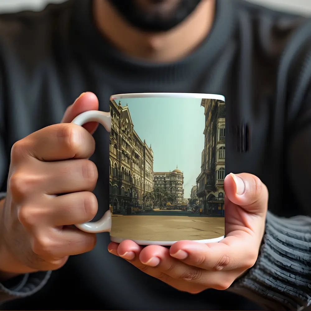 Mumbai Colonial Architecture Empty Street Scene – Mugs