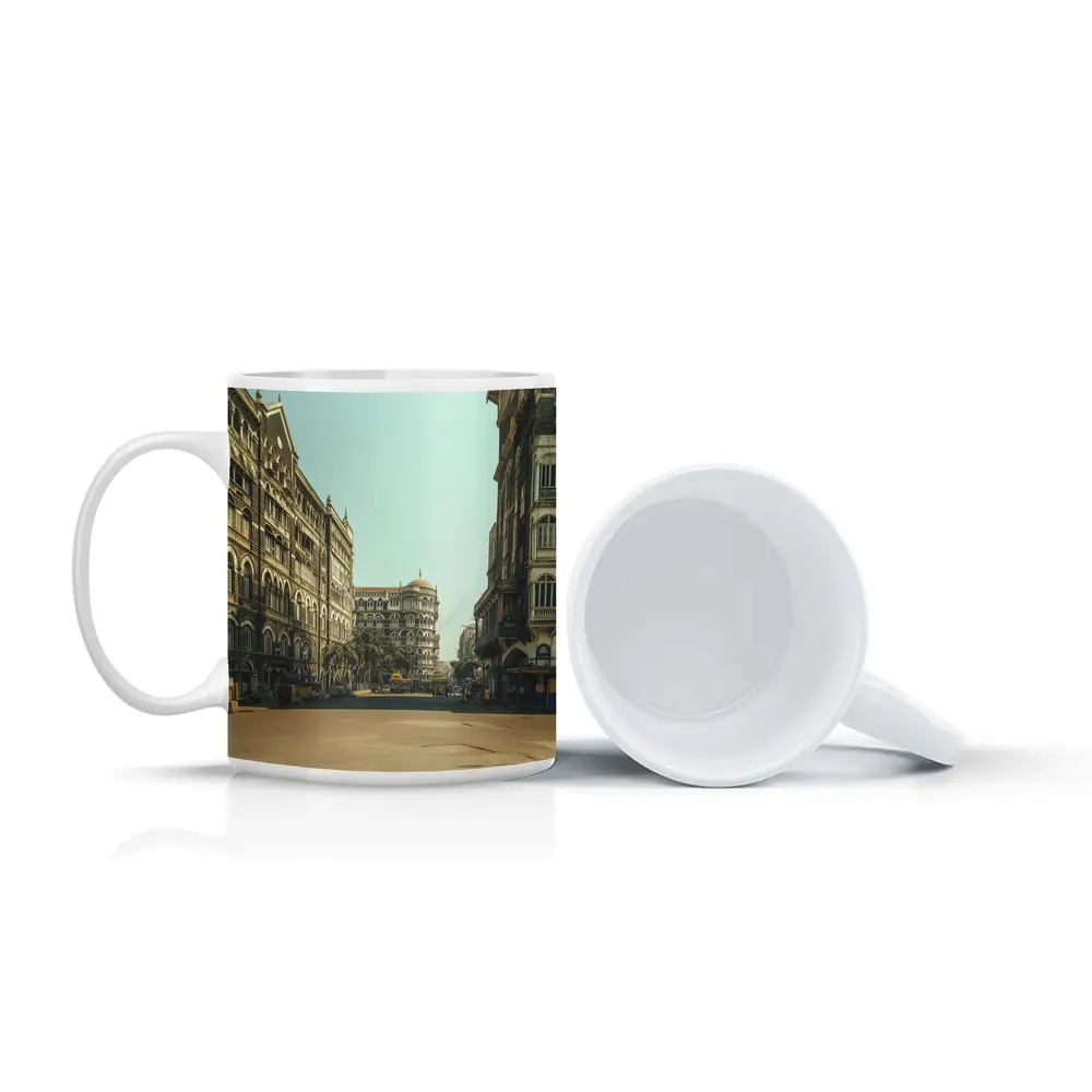 Mumbai Colonial Architecture Empty Street Scene – Mugs