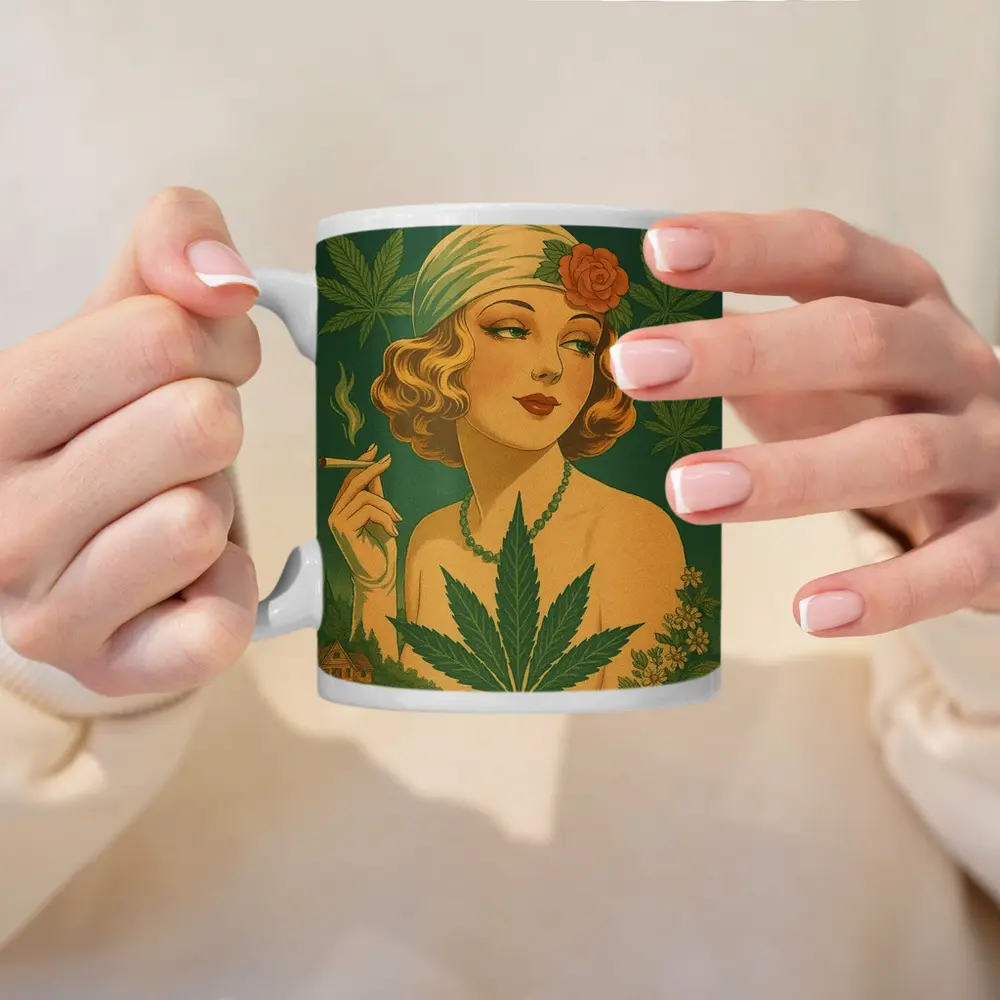Mary Jane Retro Art Deco Woman Cannabis – Mugs