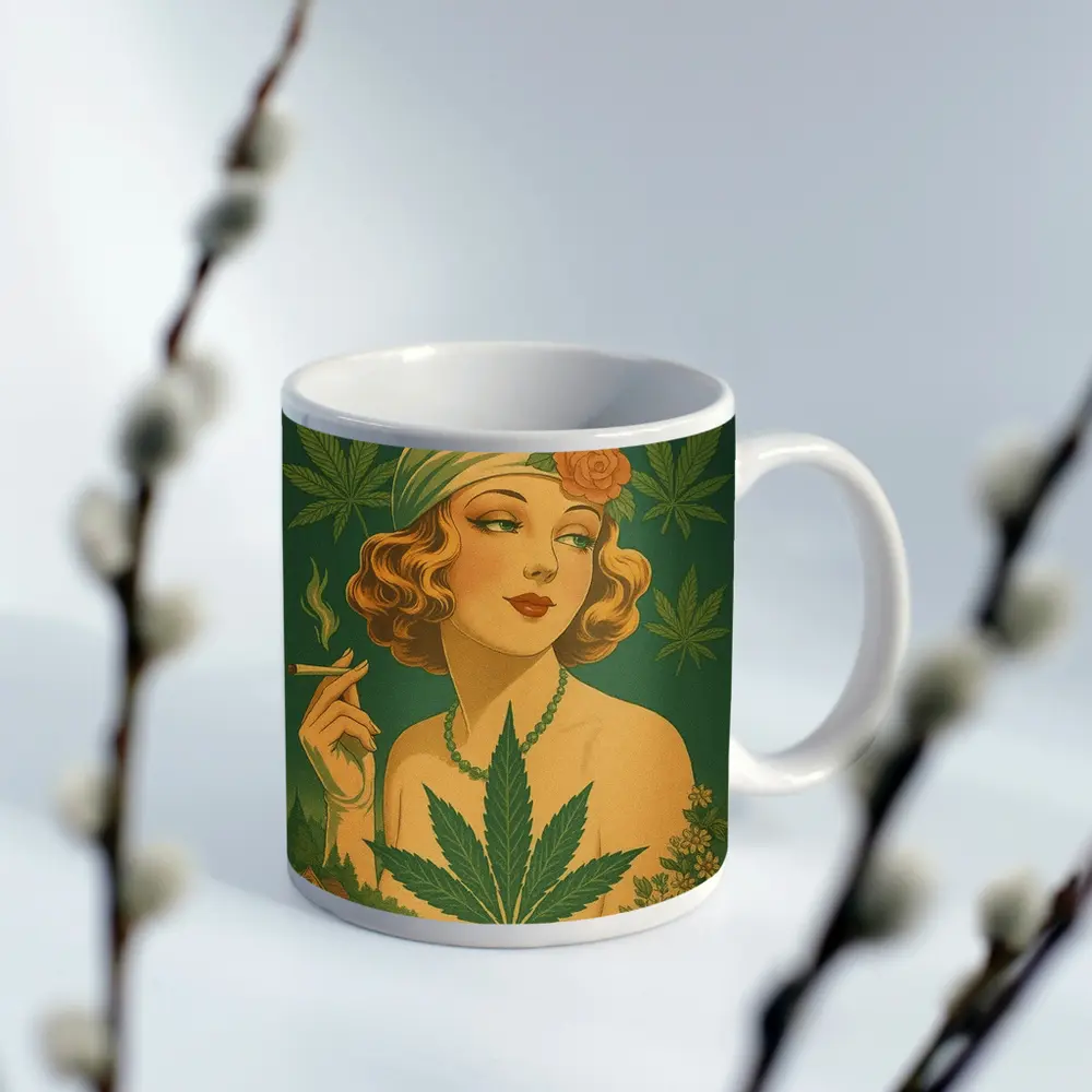 Mary Jane Retro Art Deco Woman Cannabis – Mugs