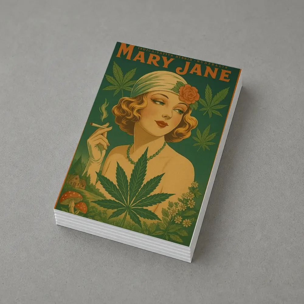 Mary Jane Retro Art Deco Woman Cannabis – Postcards