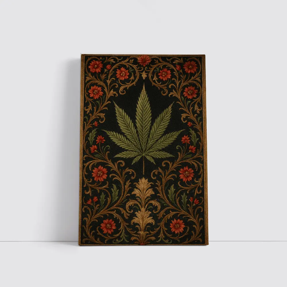 Cannabis Leaf Dark Floral Victorian Pattern – Wall Art