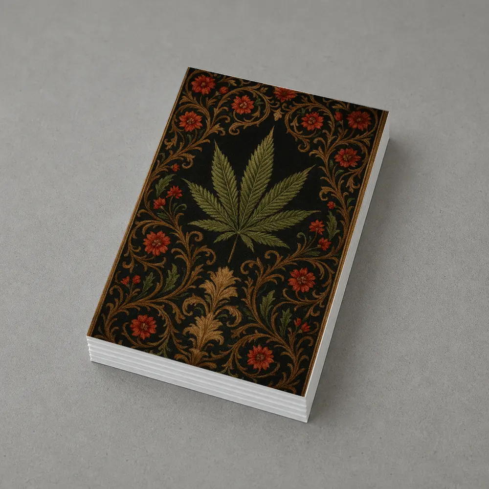 Cannabis Leaf Dark Floral Victorian Pattern – Postcards