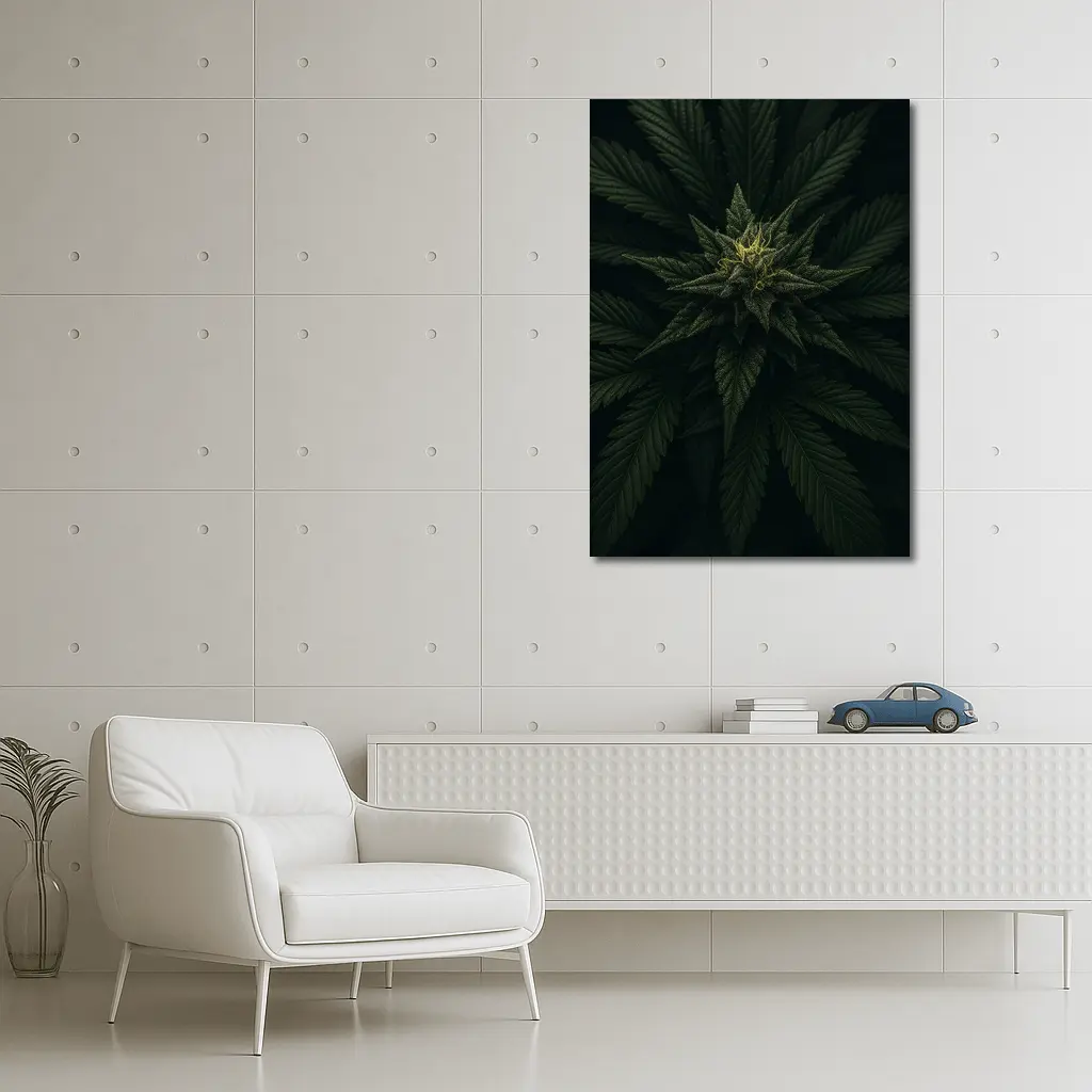 Cannabis Plant Dark Green Close Up – Wall Art