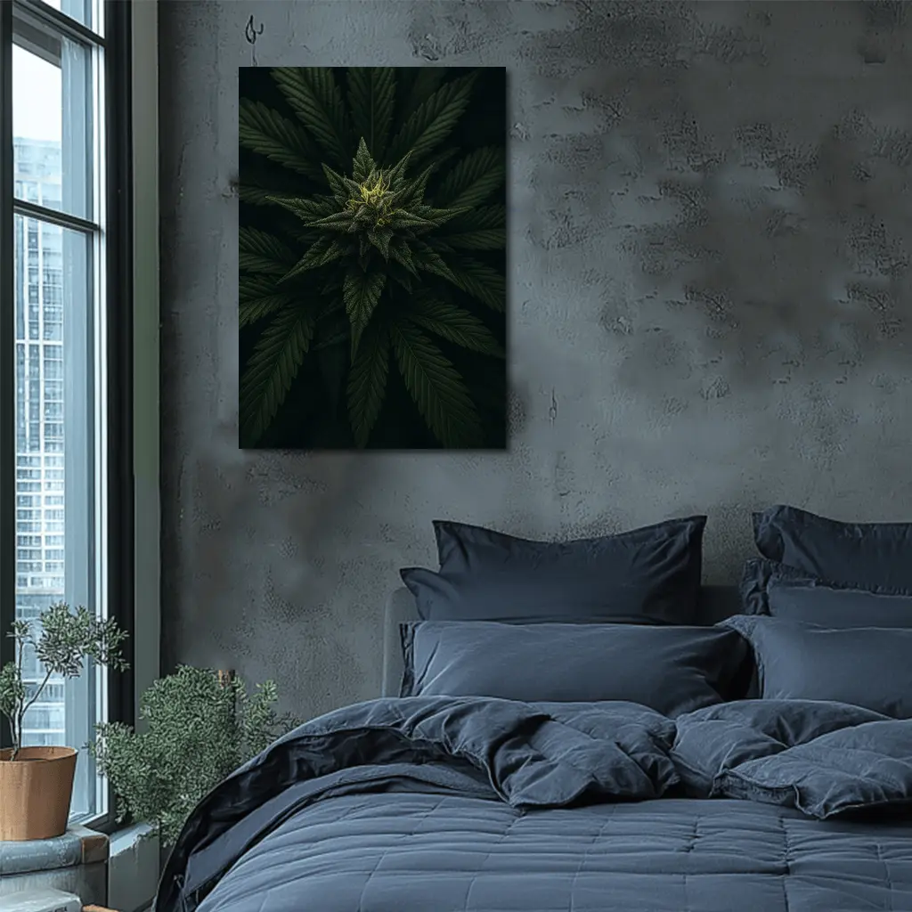 Cannabis Plant Dark Green Close Up – Wall Art