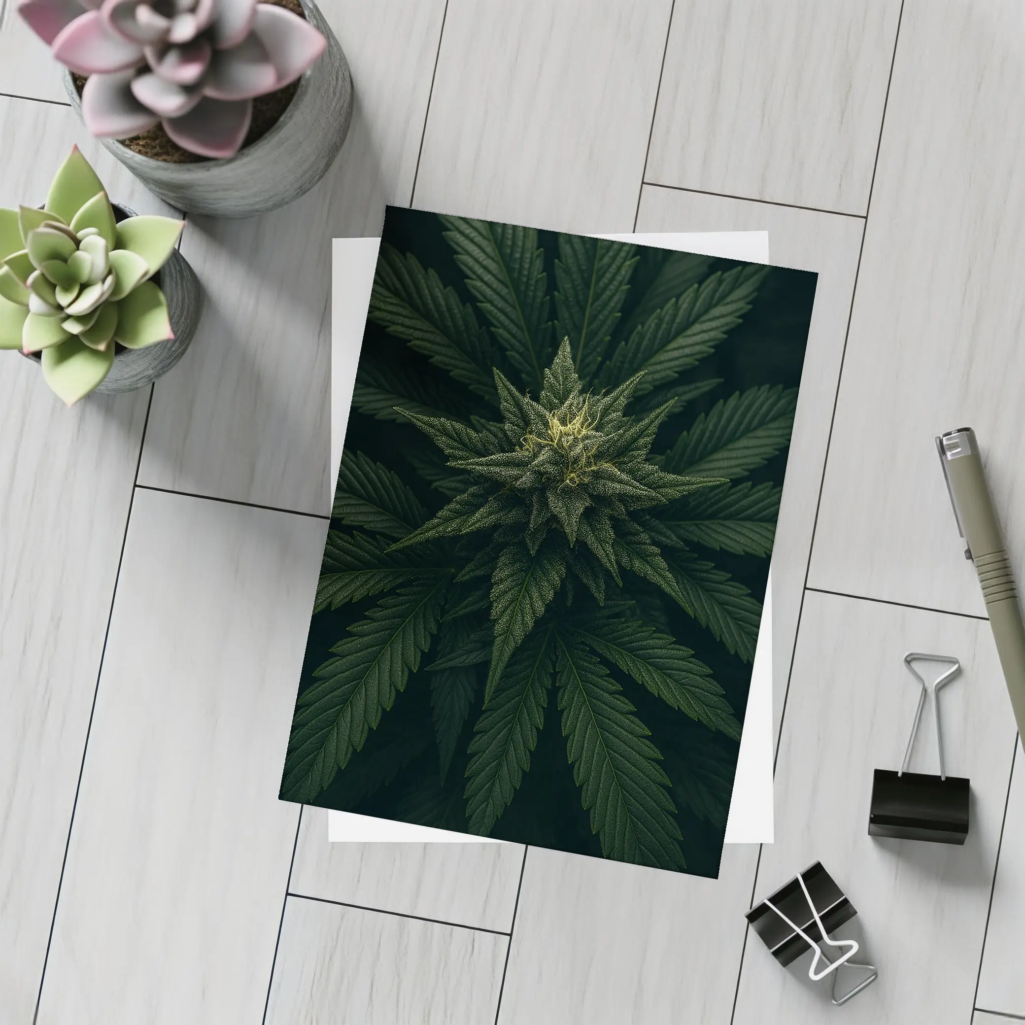 Cannabis Plant Dark Green Close Up – Postcards