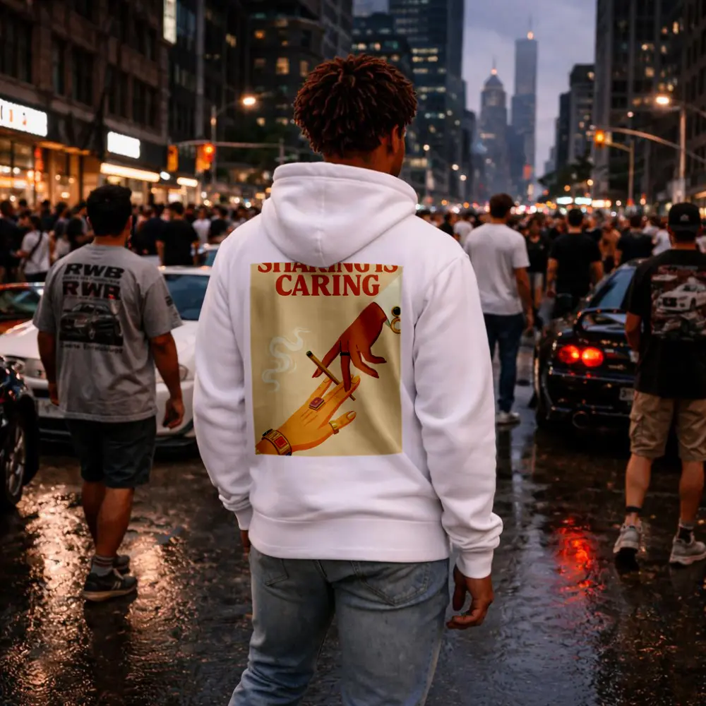 Sharing Is Caring Cannabis Retro Illustration – Hoodies