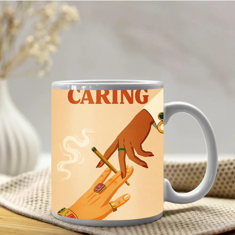 Sharing Is Caring Cannabis Retro Illustration – Mugs